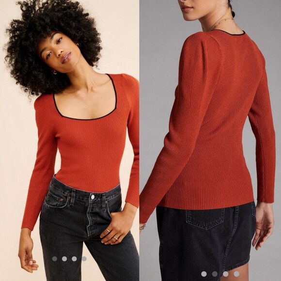 MAEVE square neck sweater | ribbed knit | medium - Picture 4 of 9